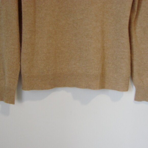 Cashmere Tan Beige Crewneck Sweater Lord & Taylor Ribbed Long Sleeve Medium - Picture 9 of 9